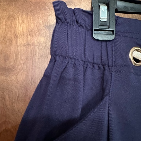 Elsie & Zoey Button Front Mini Skirt Womens L Navy Blue Rope Waist Tie Rayon NEW - Picture 6 of 14